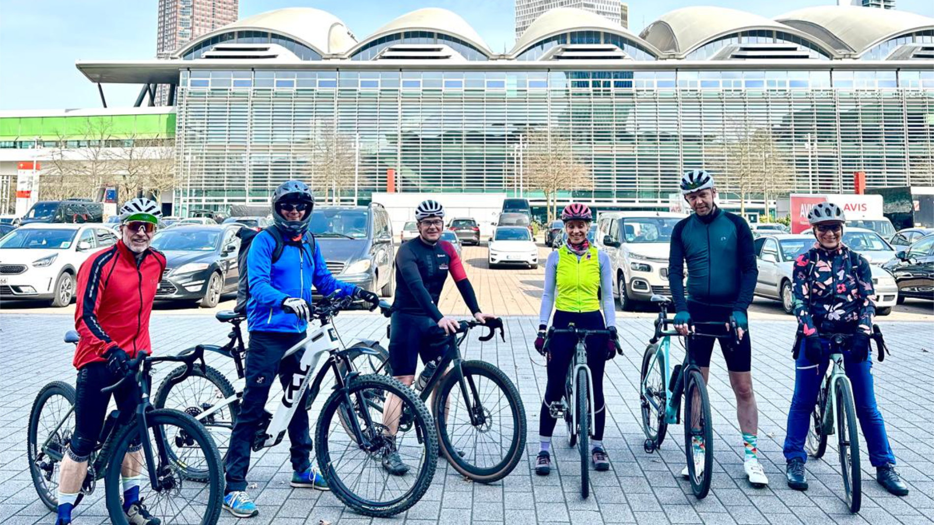 Cycling group at the exhibition centre