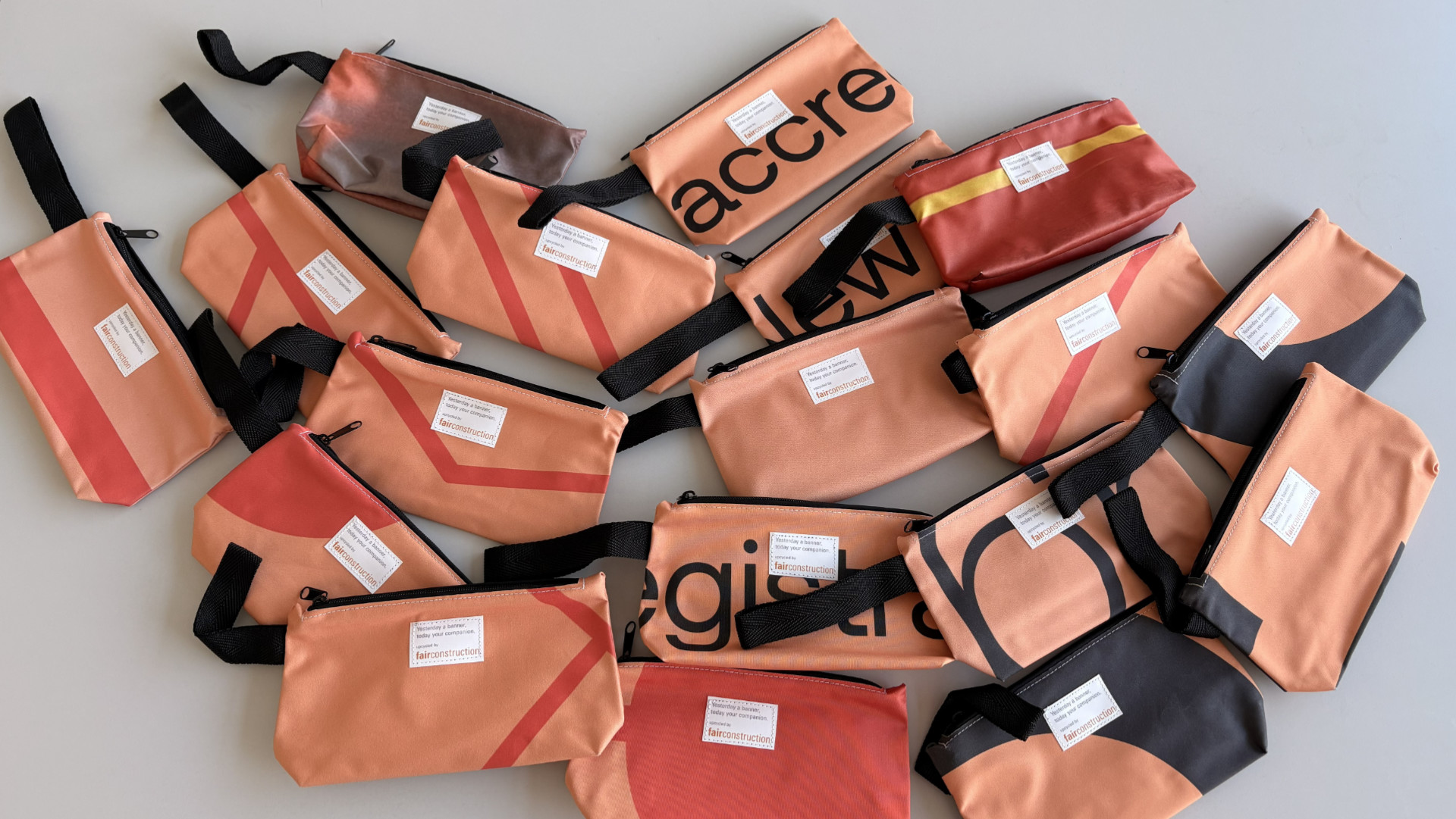 Each bag made from the trade fair banners is unique.