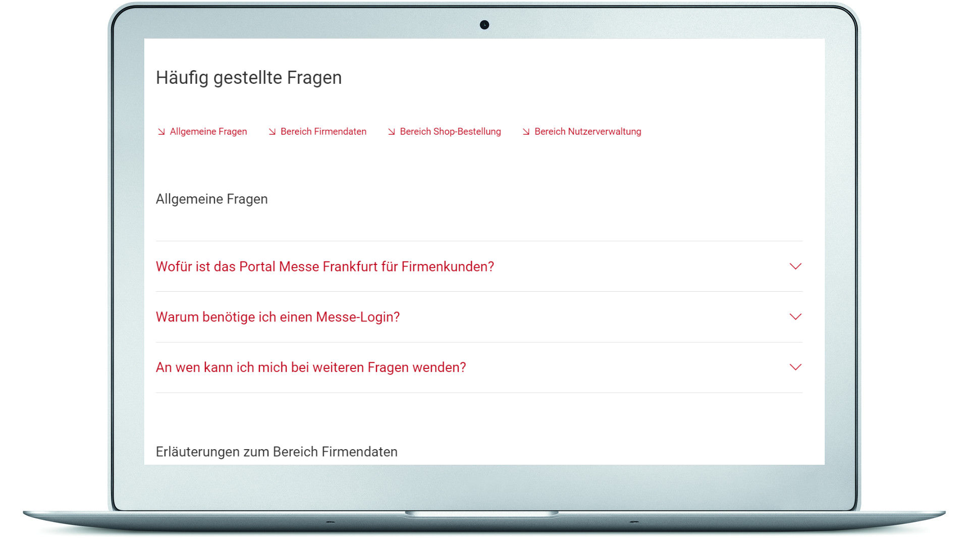 Häufige Fragen zum Portal Messe Frankfurt für Firmenkunden
