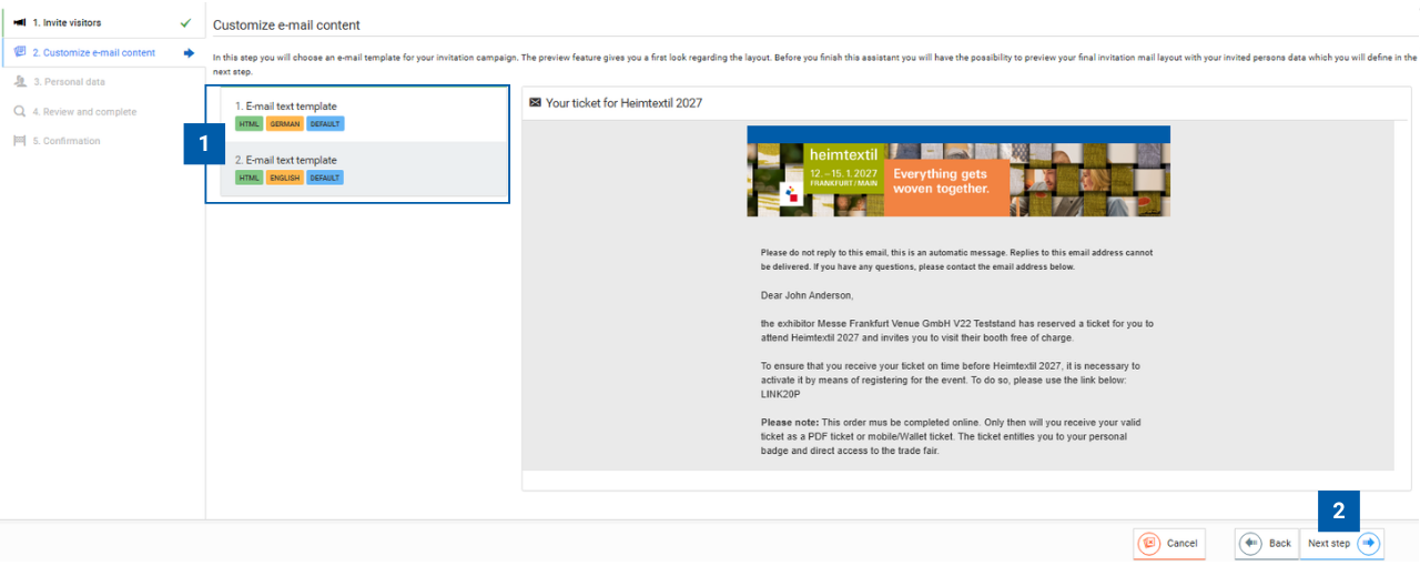 Invite Visitors - Step 2