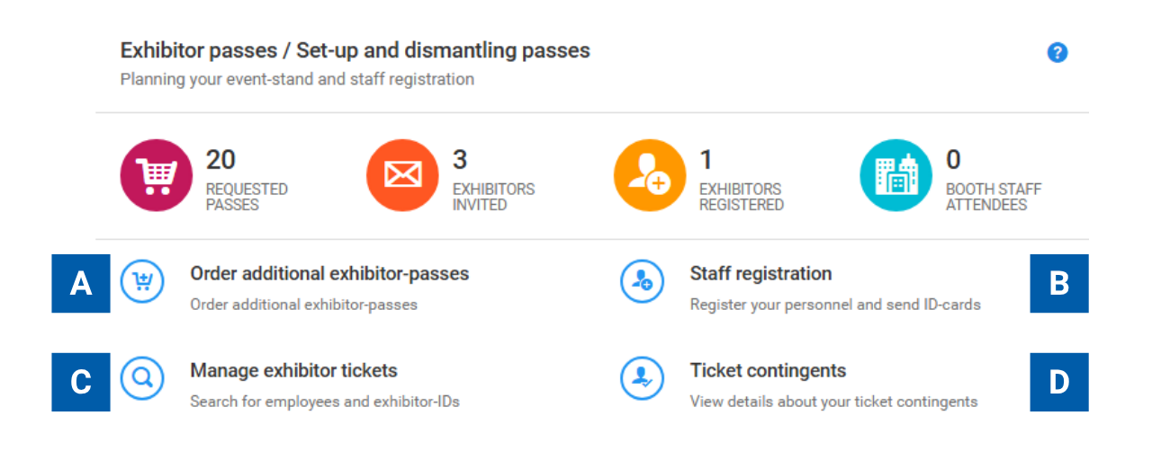 Exhibitor Passes Function Area