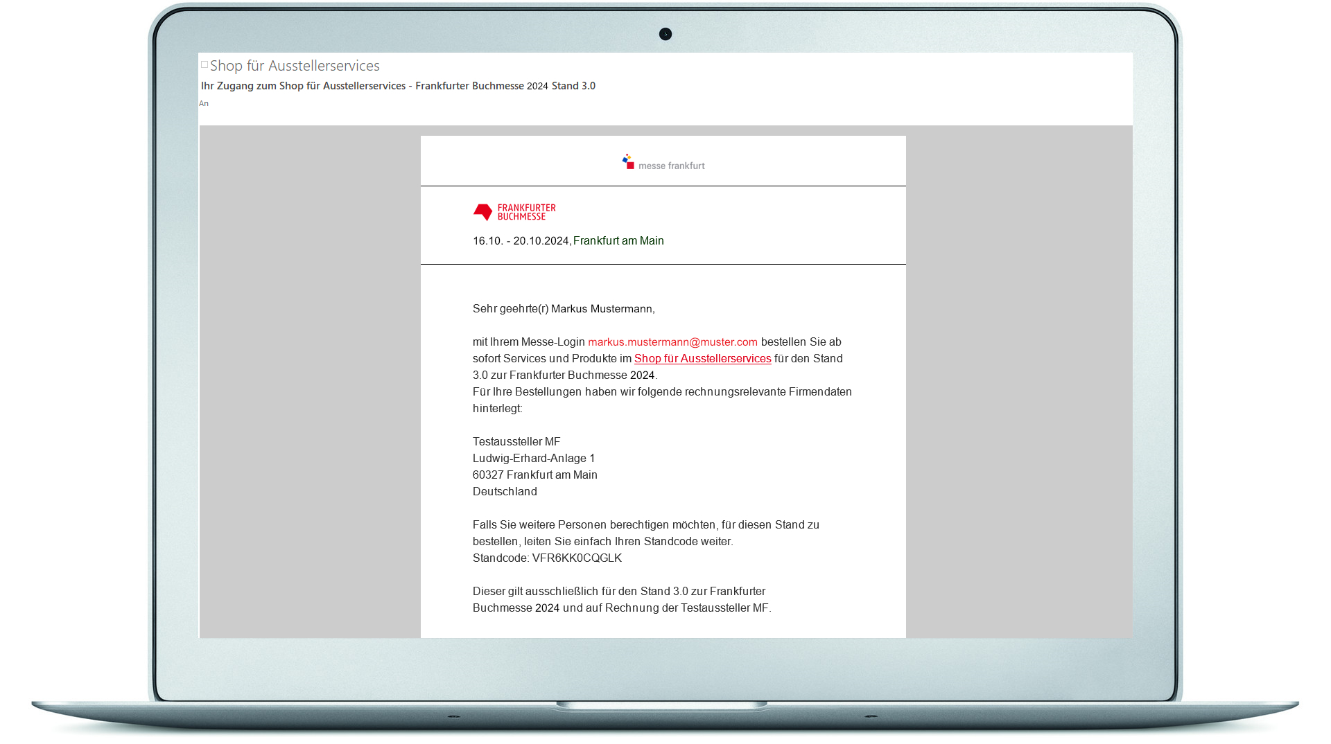 E-Mail mit Shop-Informationen empfangen