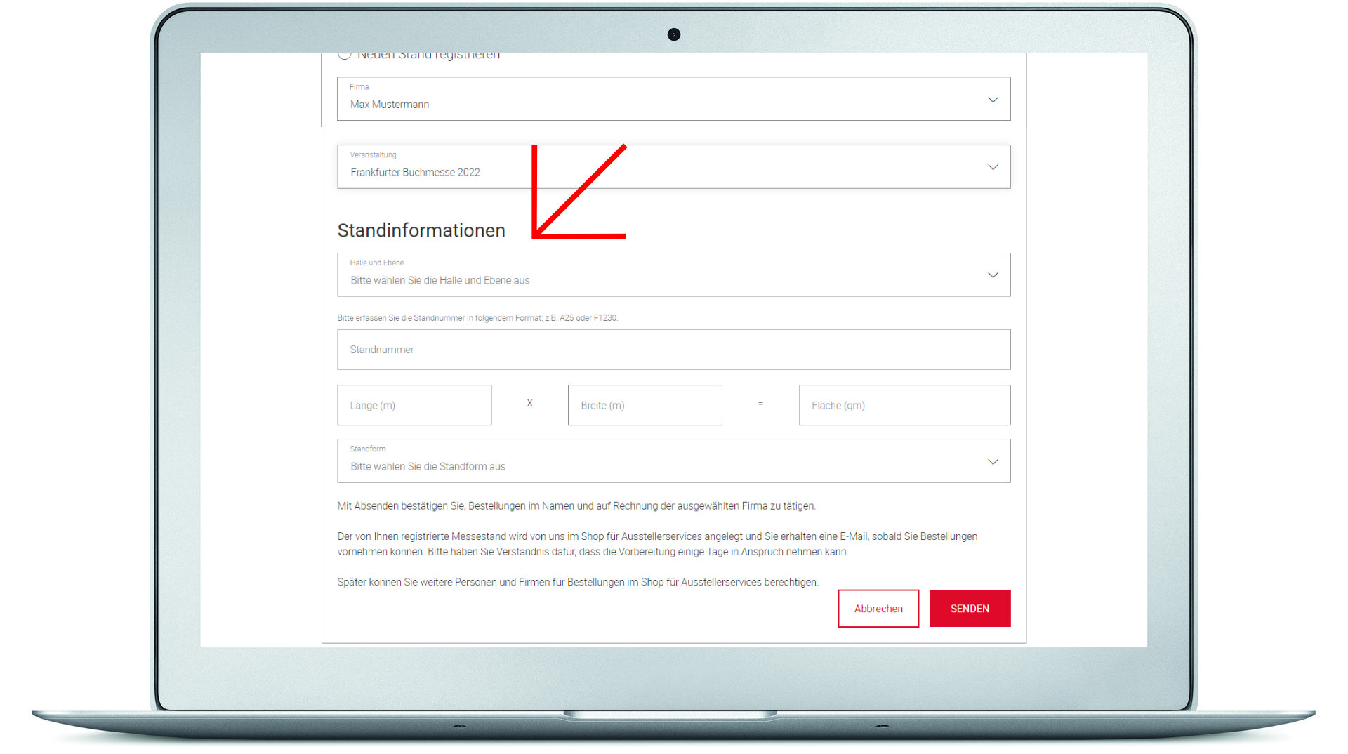 Standinformationen ergänzen