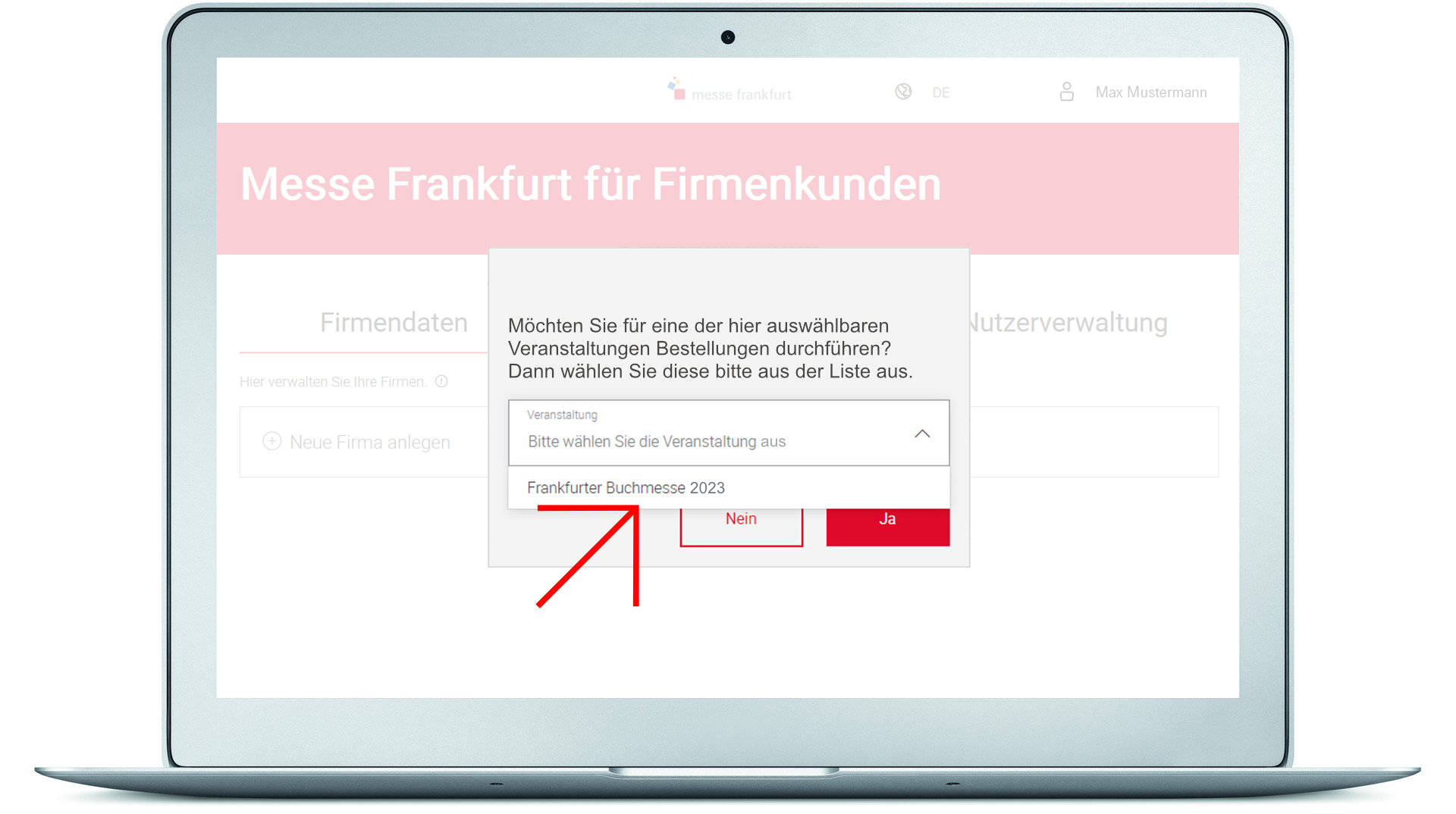 Registrierung abschließen und Buchmesse 2022 auswählen