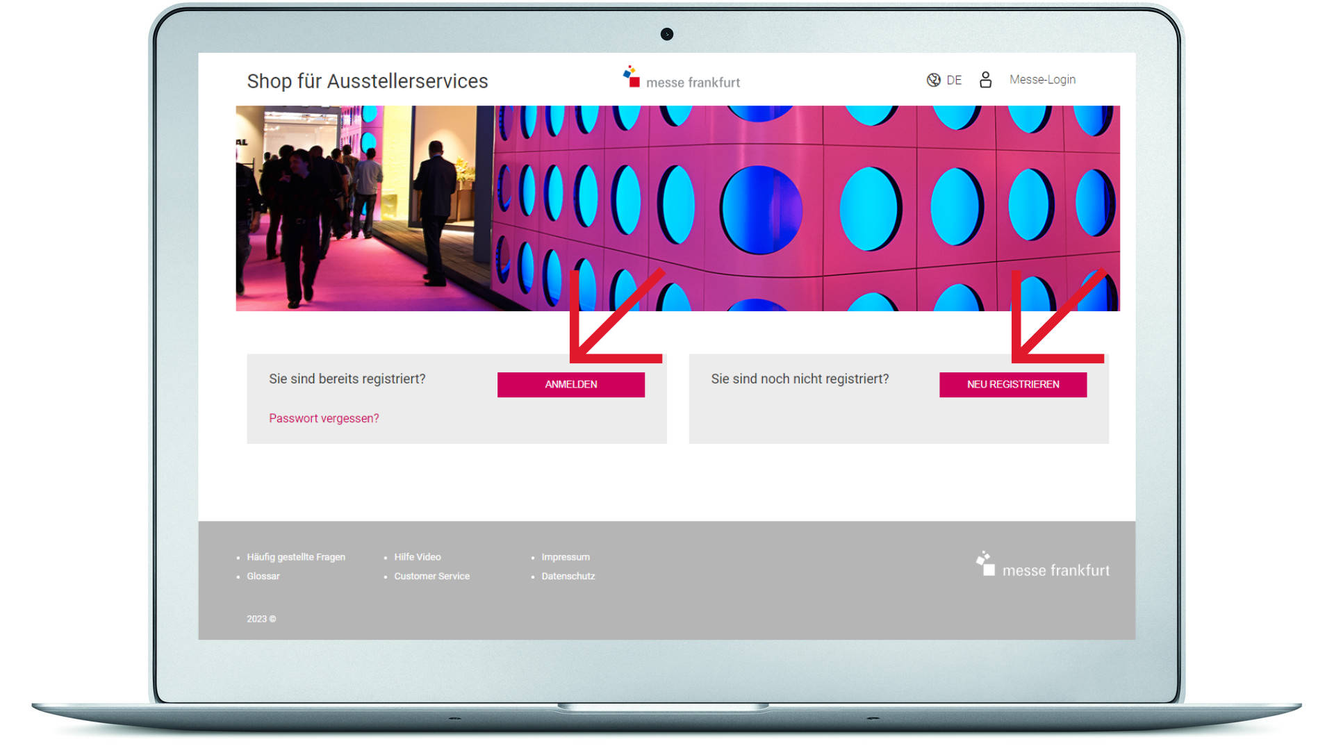 Messe-Login bei der Messe Fraknfurt anlegen