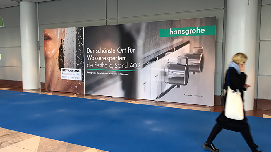 Advertising wall at the Messe Frankfurt fairground