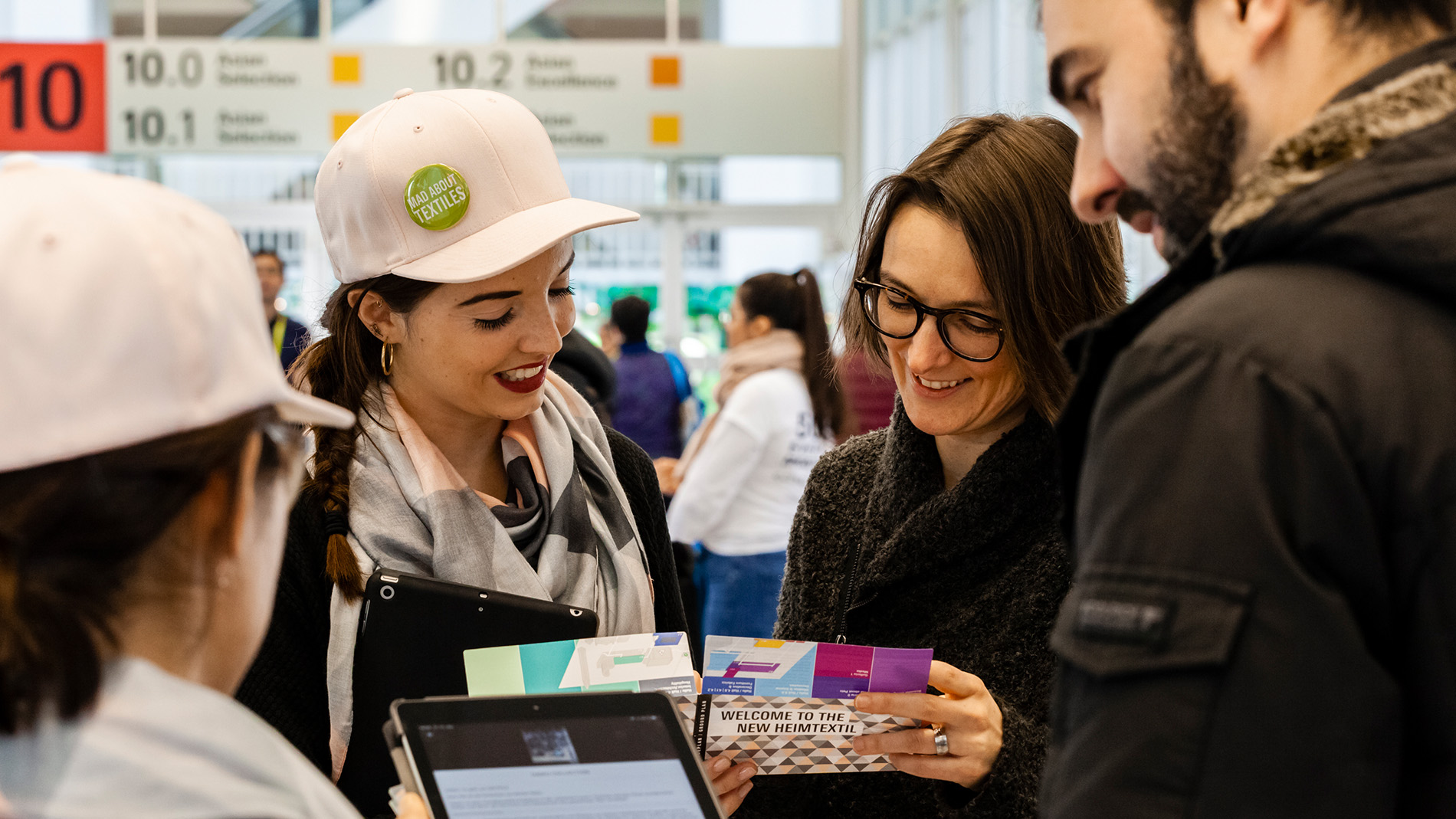 Promotion: Hostess distributes flyers at Messe Frankfurt