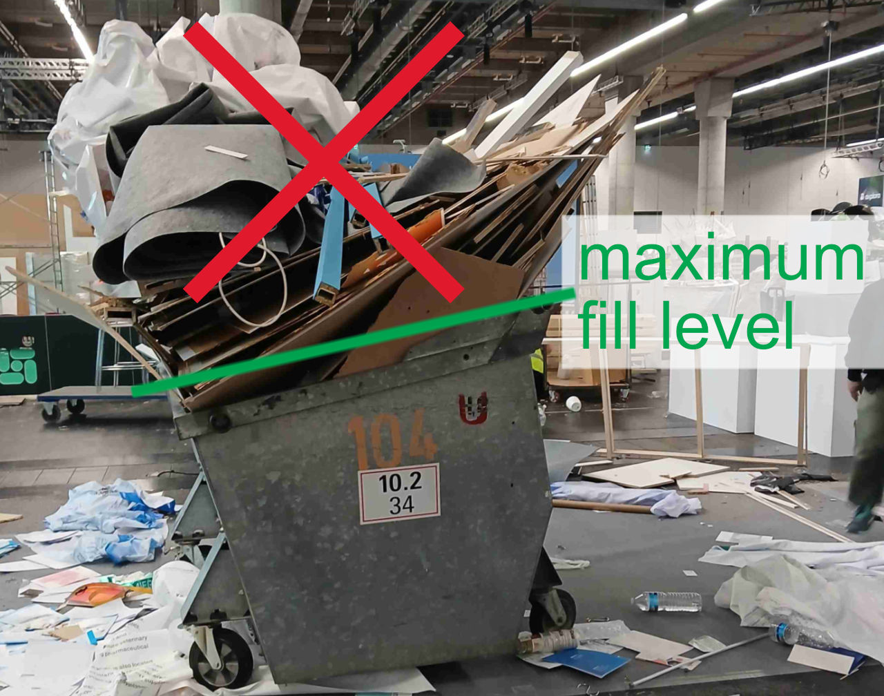 Maximum fill level for waste containers