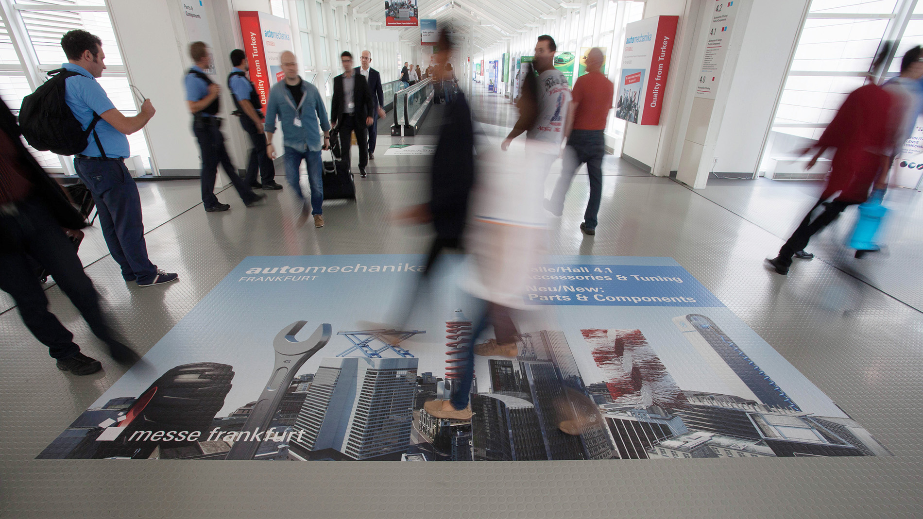 Floor stickers at the Messe Frankfurt fairground